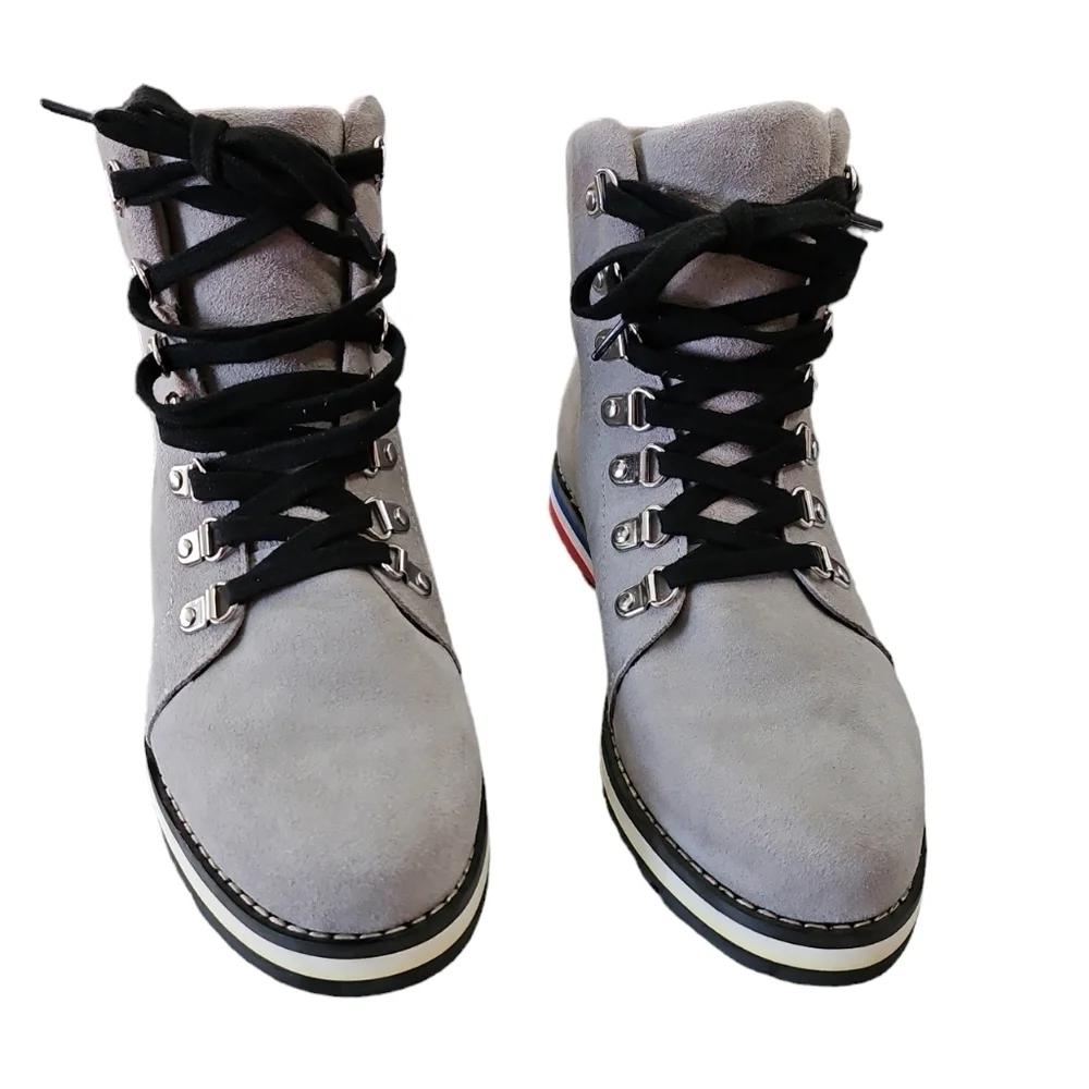 Aqua College Suede Leather Upper Grey Waterproof Lace-up Boots Size 8.5
